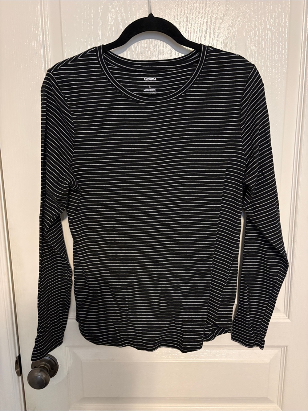 Sonoma Black and White Striped Top